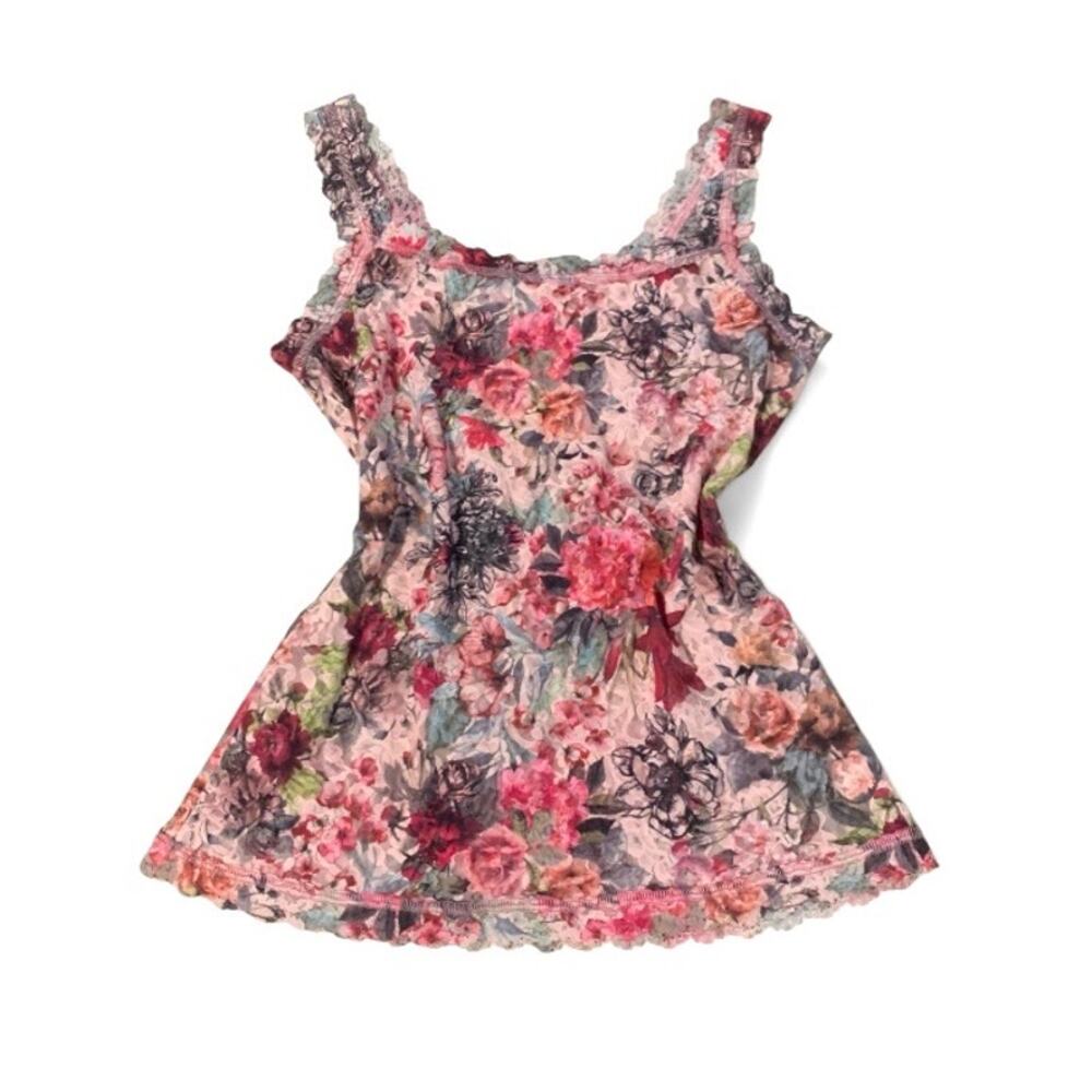 Y2K Hanky Panky Pink Floral Lace Tank Top Medium